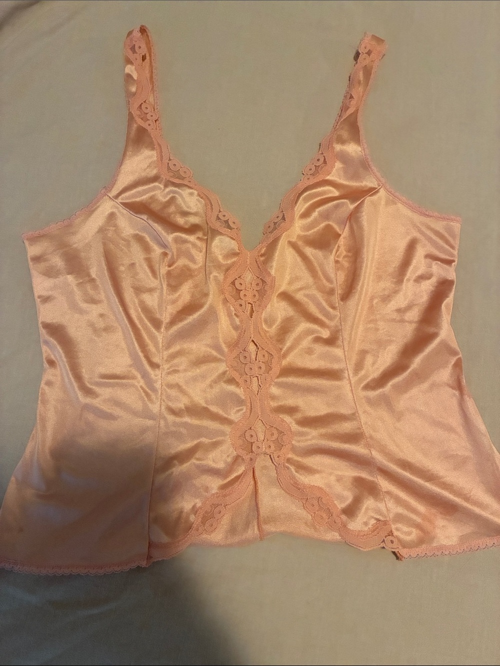 Warner's Peach Satin Lace Camisole